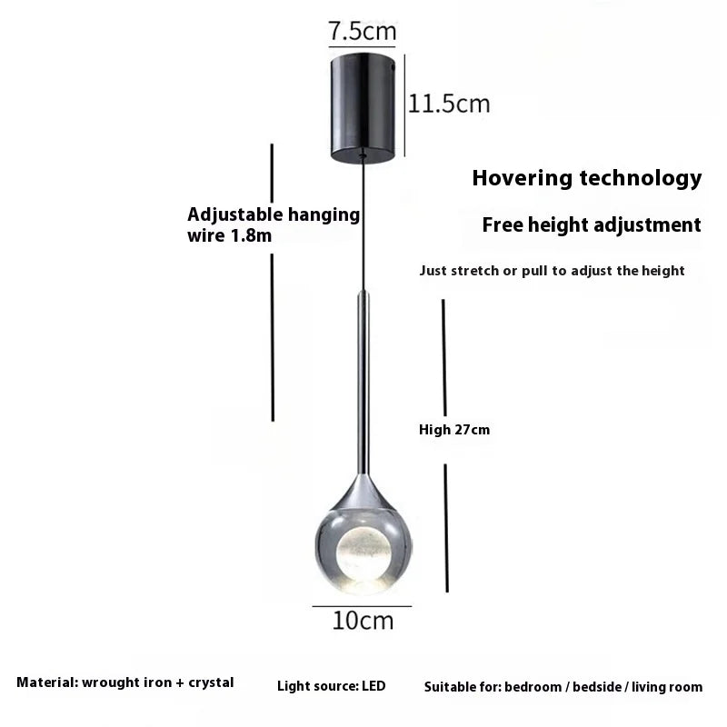 Modern Moon Pendant Light - Luxury LED Bedroom Chandelier with Crystal Accents