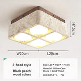 Square Yellow Travertine LED Recessed Ceiling Light - No Main Lamp Grid Spotlight Fixture for Living Room, Bedroom & Hallway