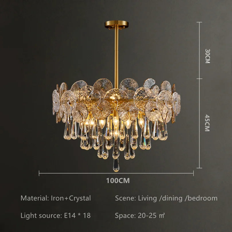 2025 Modern Light Luxury Led Lotus Flower Crystal Ceiling Chandelier For Living Room Bedroom Restaurant Hall Pendant Lamp Lustre