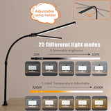 Double Head LED Desk Lamp EU/US Architect Desk Lamps Office 24W Brightest 5Color Modes and 5 Dimmable Eye Protection lamp
