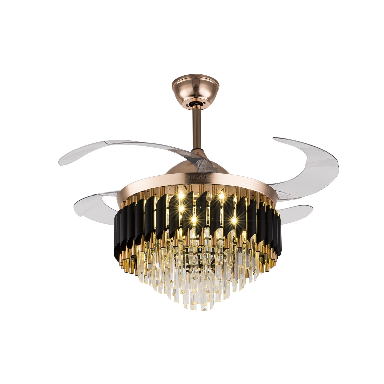 Modern Home Decor Retractable Ceiling Fans with LED Light Chandelier Ceiling Fan 3 Colors 3 Speeds 4 Invisible Blades