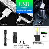 Strong Light Working Light COB Flashlight USB Recharge Lantern Outdoor Camping Light Magnet Flashlight Emergency Torch Lamp