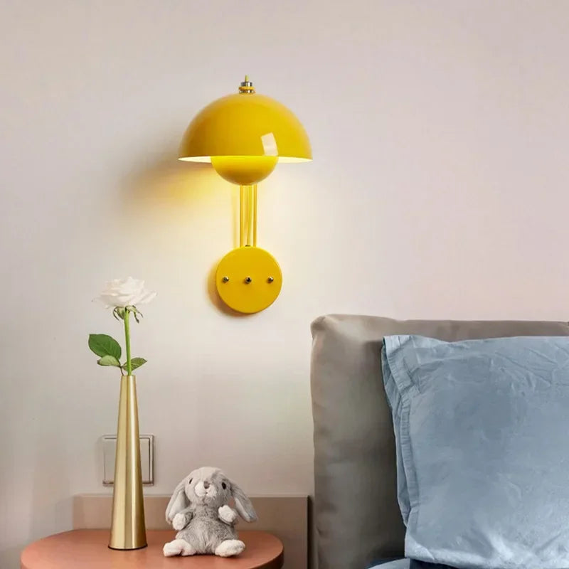 E27 Nordic Wall Lamp LED Torch Bedside Lamps Indoor Lighting Fixture Mushroom Sconces Creative Macaron Switch for Living Room