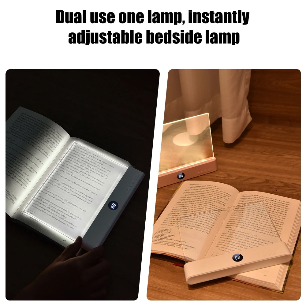 LED Flat Panel Night Vision Book Light (USB Rechargeable) - Eye-Protection Transparent Reading Lamp for Bed & Indoor Study