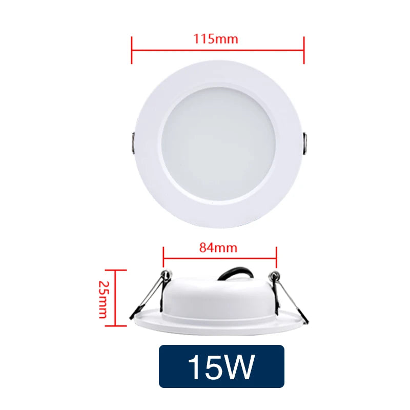 LED Downlight 5W 9W 12W 15W 18W Recessed Round LED Ceiling Lamp 110V 220V DC12V 24V Panel Lights Indoor Lighting Warm/Cold White