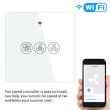 Ceiling Fan Smart Switch WiFi Fan Controller Phone App Voice Remote Control Plastic Switch EU