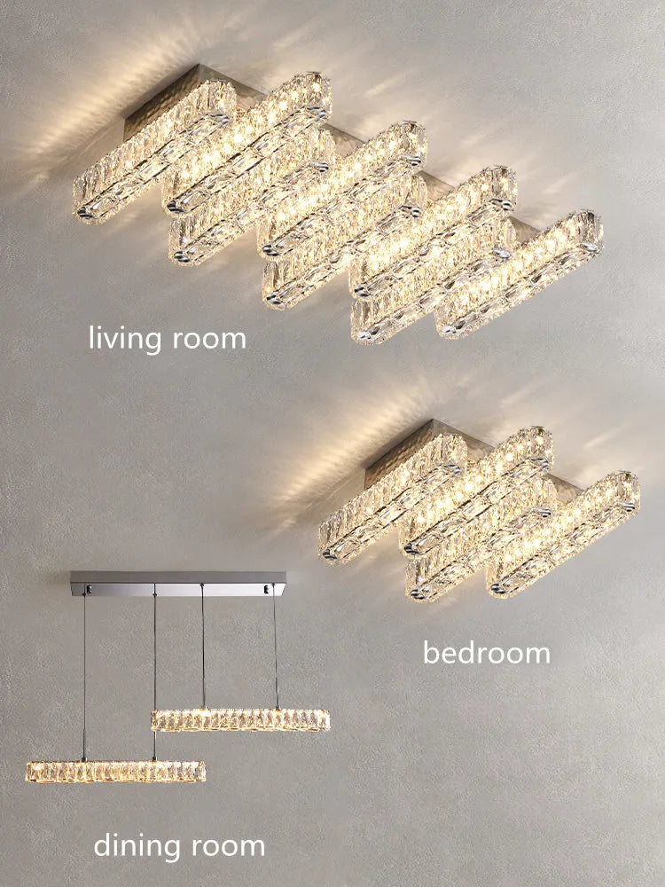 Modern Foyer Luxury 3 Dimmable Ceiling Chandelier Light Lustre K9 Crystal Liner Ceiling Lamp Indoor Lighting Decors Led Luminaire