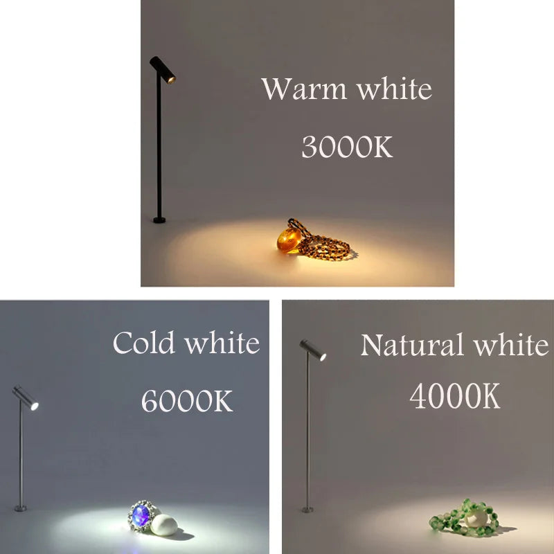 Led Showcase Light 3W Adjustable spotlights Exhibition DC12V Led Mini 20/30CM Jewelry Display Light For Diamond Store AC85-265V
