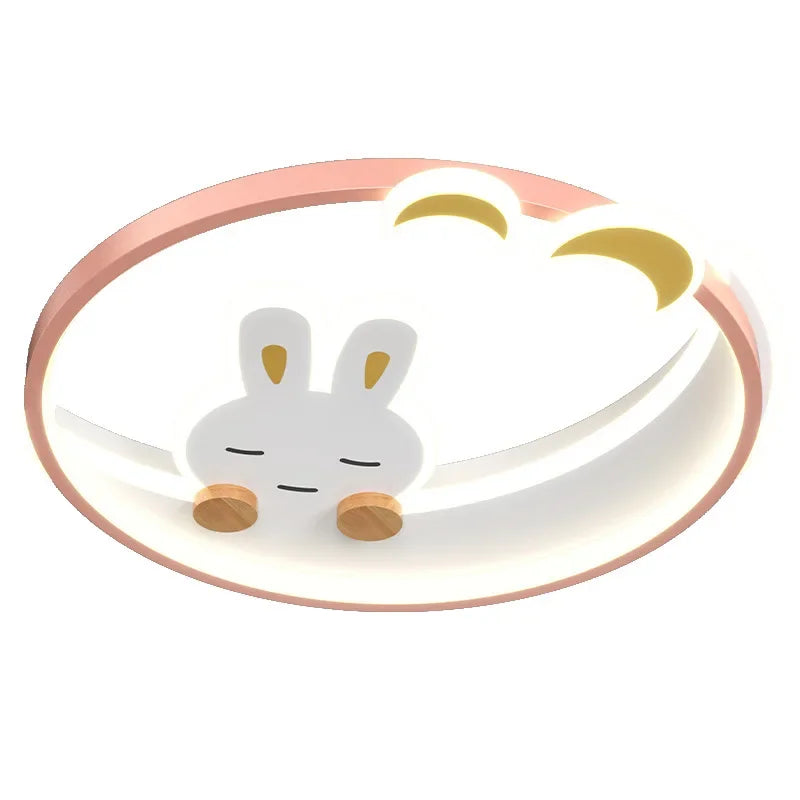 Warm Cute White Rabbit Design Children's Chandelier Ceiling Lamp for Kids Room LED Bedroom Luster Home Decoration Study Lighting