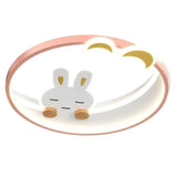 Warm Cute White Rabbit Design Children's Chandelier Ceiling Lamp for Kids Room LED Bedroom Luster Home Decoration Study Lighting