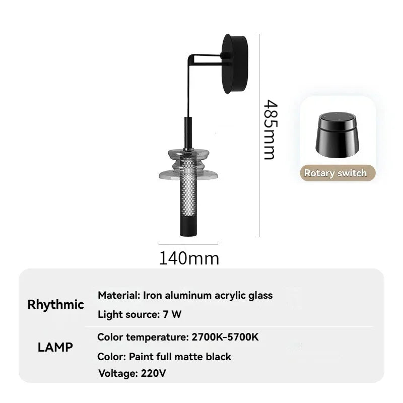 Modern Glass Pendant Light with Knob Switch - Bedside Hanging Night Light