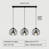 Glass LED chandelier bar living room dining table kitchen bar counter bedroom modern grey art pendant light