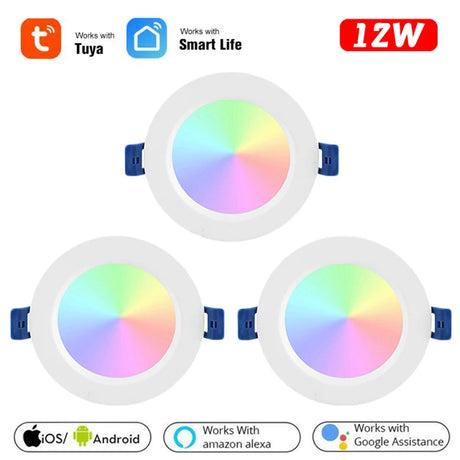 10W/12W Tuya Zigbee 3.0 Smart LED Downlight RGBCW 3.5/4 Inch Round Ceiling Lamp Indoor Spot Lighting Work With Alexa Google Home