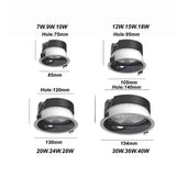 Recessed Anti-Glare LED Downlight - 12W 24W 40W Dimmable Ceiling Spotlight