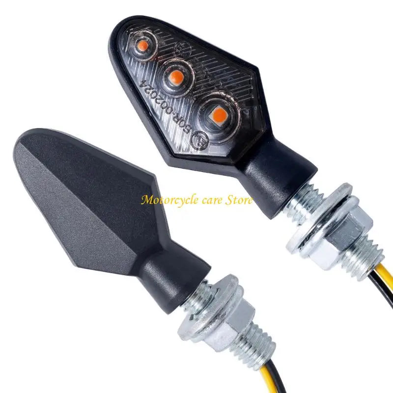 High Efficiency Motorcycle LED Turn Signal Lights (1 Pair) - 1200 Lumens Warm Yellow Blinker Indicators, Waterproof IP67 Universal Fit