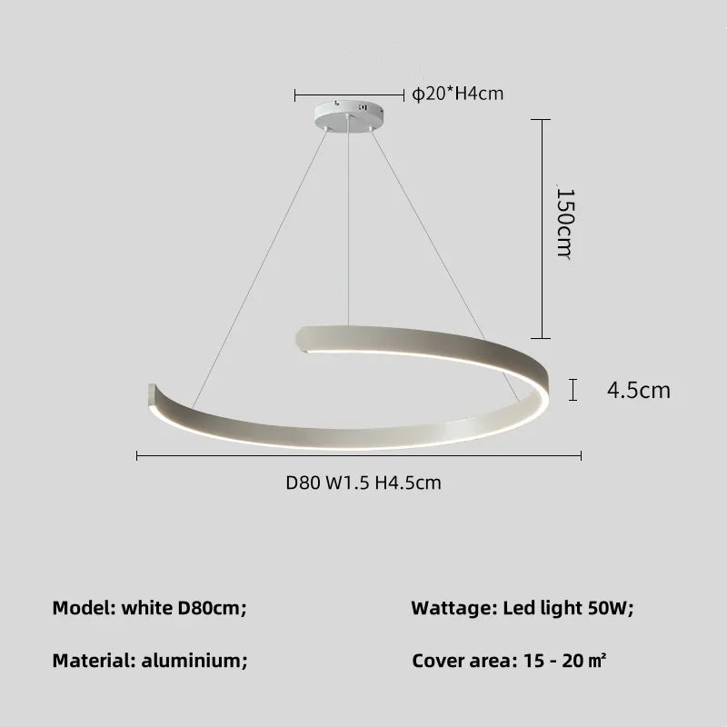 Modern Salon Design Ring Ceiling Chandelier Dining Room Pendant Lamp Bedroom Home LED Lighting Fixtures