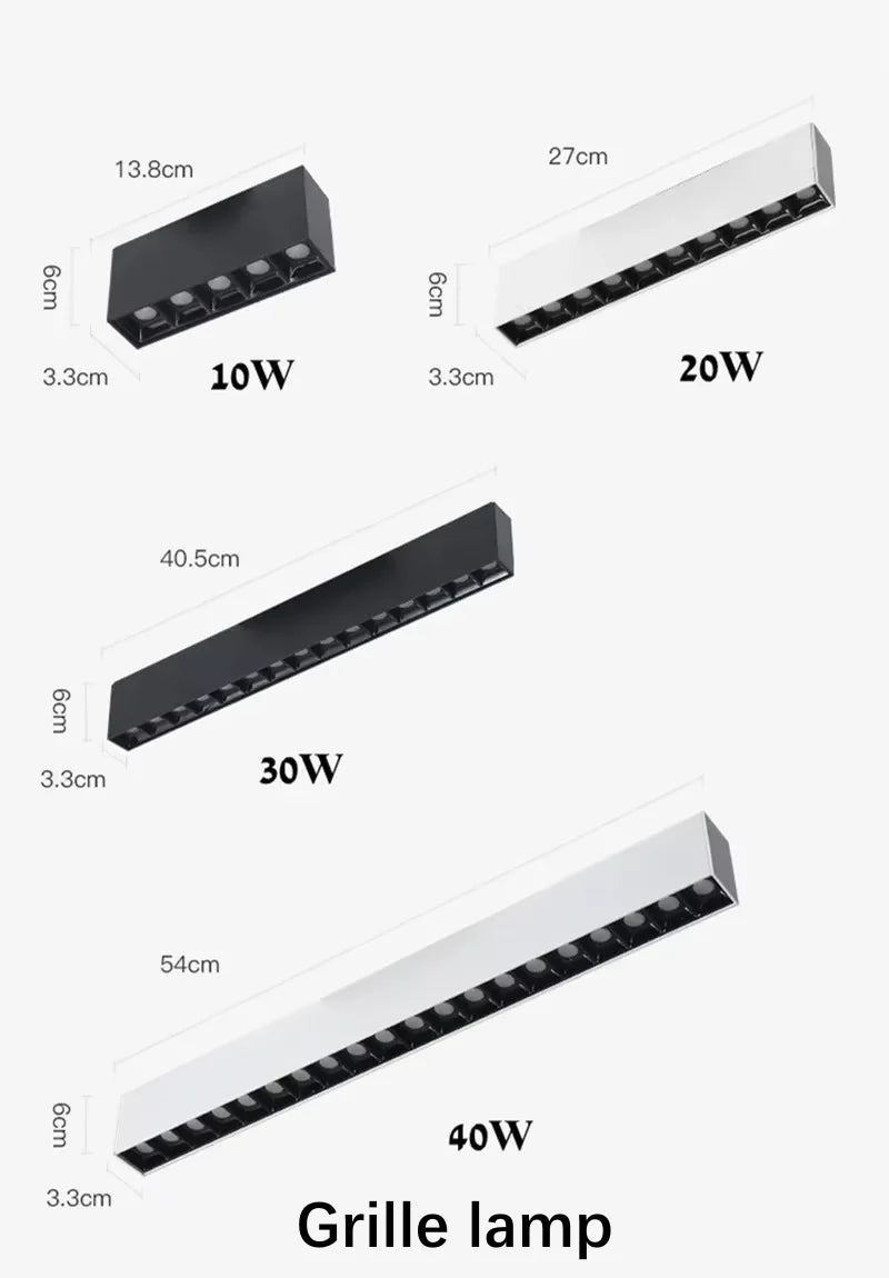 Anti-Glare Linear Surface Mounted LED Grille Downlight - 10W 20W 30W 40W