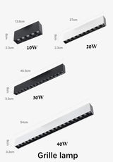 Anti-Glare Linear Surface Mounted LED Grille Downlight - 10W 20W 30W 40W