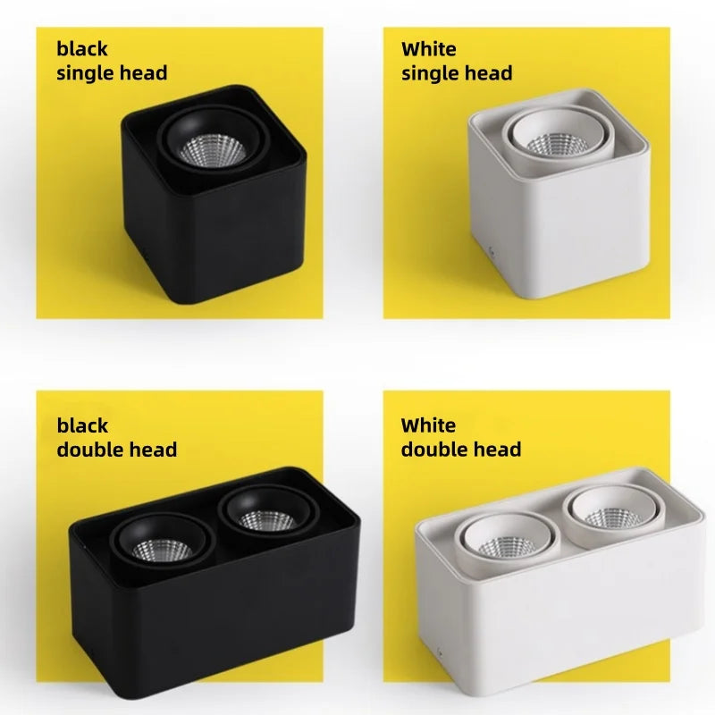 LED Ceiling light COB Spotlight Dimmable Anti-glare 9W 15W 1-2 head Swing 30° and rotate 180° Ceiling Lamp 85-265V Home business