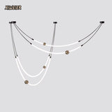 Nordic restaurant living room pendant light with long lines artistic creative designer exhibition hall curved LED chandelier