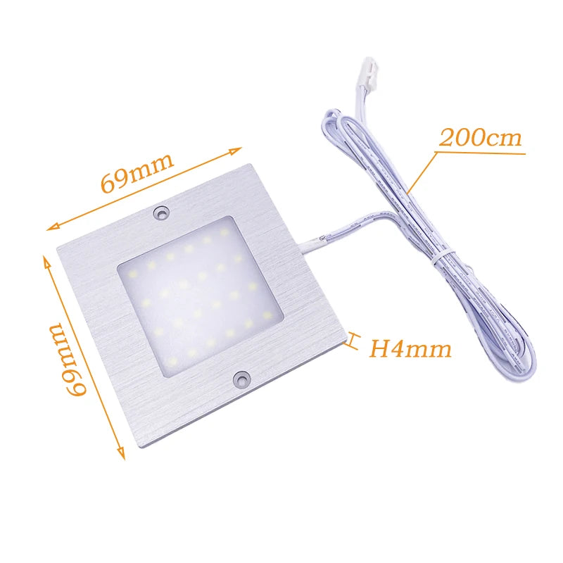 Ultra Slim 5W LED Square Cabinet Light 12V Staircase  Aisle Light Wine Cabinet Entrance Display Decorative Light No hole cut