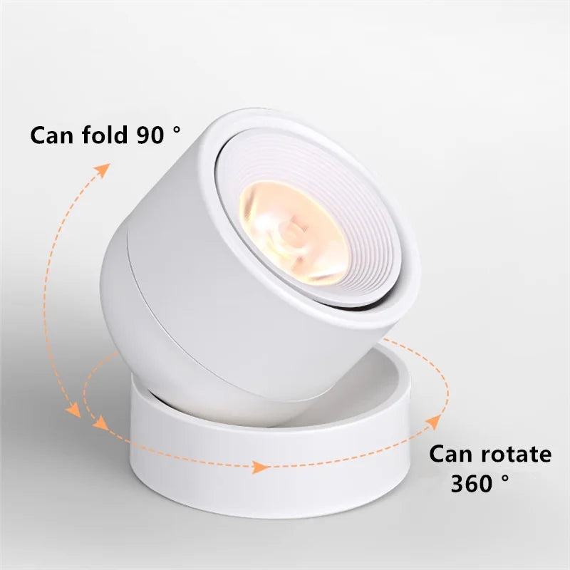 360 ° Rotatable And Foldable LED Downlights Dimmable 7W10W12W15W20W Surface Mounted Ceiling Lamp COB Spotlight AC85V-260V CRI 98