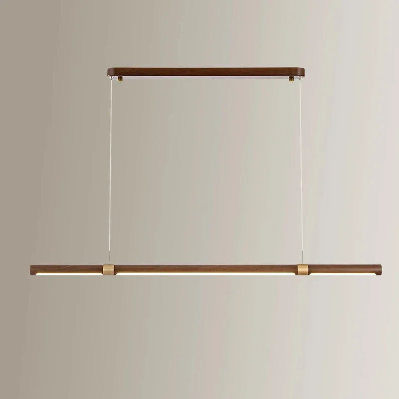Modern Wooden Long Chandelier Dining Table Decoration Hanging Lamps For Ceiling Copper Walnut Chandelier Kitchen Island Led Ligh