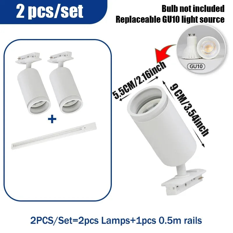 GU10 Track Light LED Interior Decoration Smart home Hallway Shop Rail Ceiling Lamp Fixture Replaceable Bulbs Led Spotlights Set