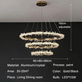 Modern Luxury Crystal LED Chandelier - Minimalist Pendant Light for Living Room
