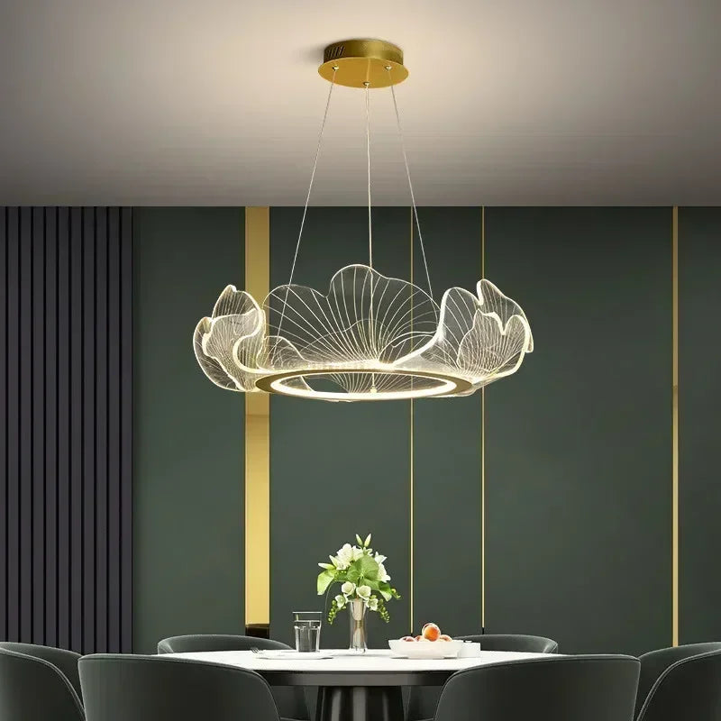 Modern Petal Pendant Light Ring Highlight Acrylic Restaurant Bedroom Decorativos Deluxe Design Living Room Hanging Lamp Fixtures