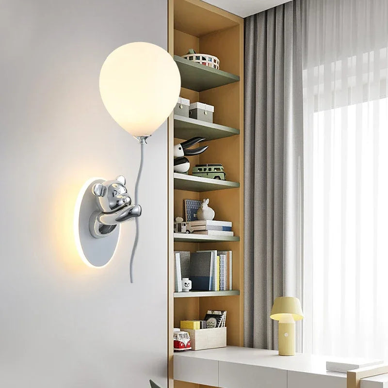 Creative Cartoon Balloon Wall Lamp - Pink & White Princess Room LED Light