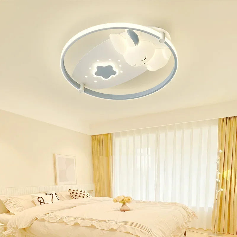Modern Cute Children's Room Ceiling Lights LED White Rabbit Light Simple Cartoon Princess Room Little Girl Bedroom Decor Ceiling