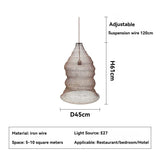 Wabi Sabi Style Pendant Lamp Hotel Restaurant Homestay Living Room Bedroom Bedside Lamp Wire Mesh Artistic Creative Lighting