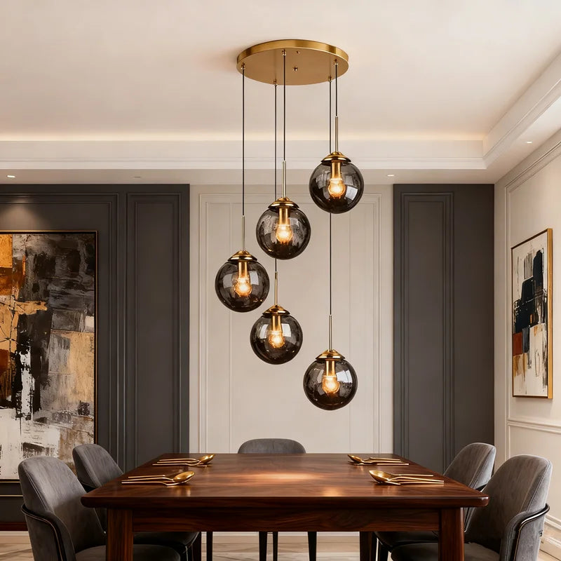 Italian Designer LED Glass Ball Chandelier Ceiling Light for Dining Room Living Room Bedroom - Home Decorative Lighting