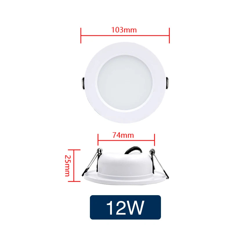 LED Downlight 5W 9W 12W 15W 18W Recessed Round LED Ceiling Lamp 110V 220V DC12V 24V Panel Lights Indoor Lighting Warm/Cold White