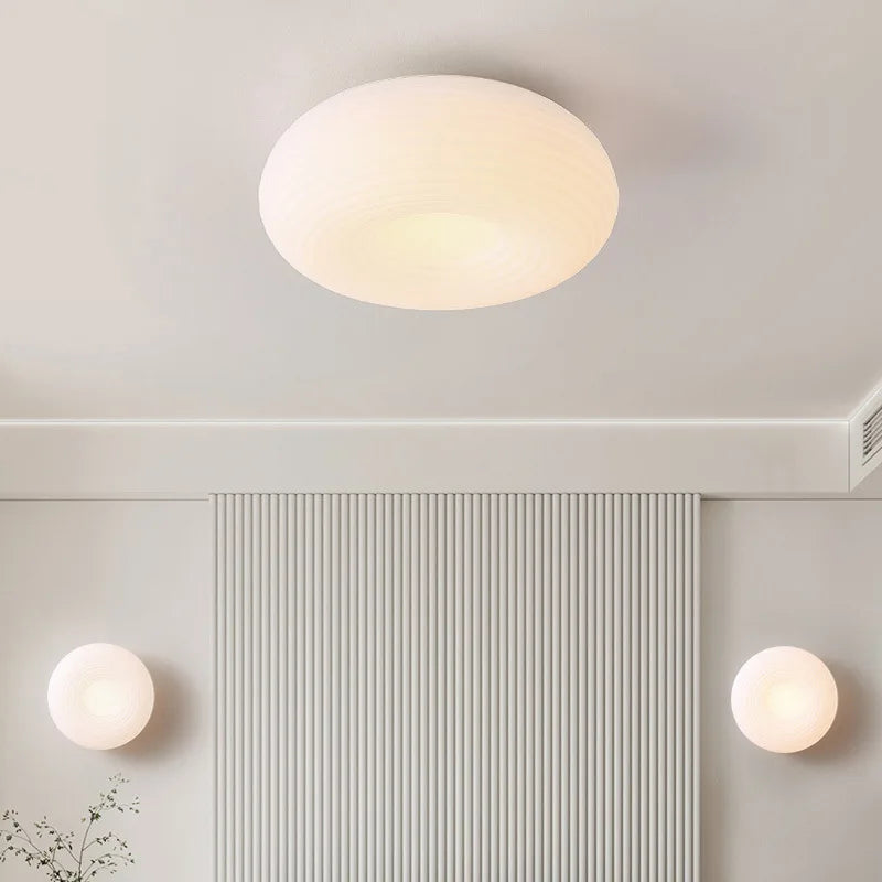 Modern Nordic round LED wall lamp bedroom balcony entrance porch lamp warm guest dining room ceiling light chandelier