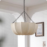 Nordic Minimalist Wabi-Sabi Fabric Chandelier - Soft Textile Pendant Lamp Fixture for Living Room, Dining Room, Bedroom & Bar