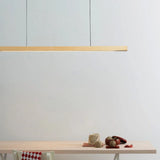 Modern Simple Pendant Lights Wooden Long Linear Hanging Lamp Table LED Light Kitchen Island Lighting Dining Living Room Office