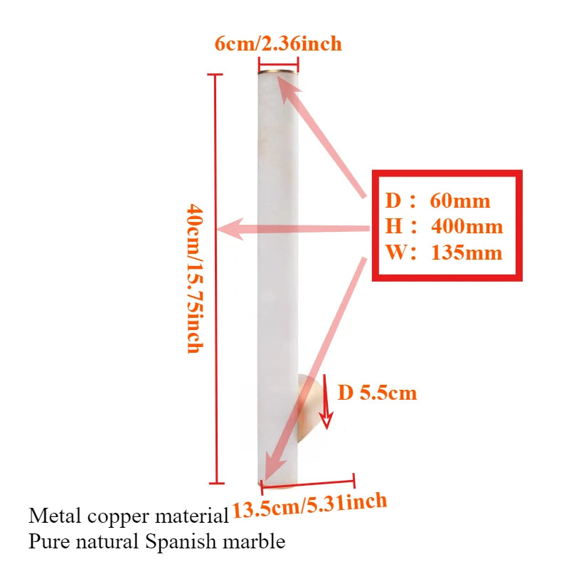 2025 New Minimalist Natural Marble Wall Lamp All Copper Living Room Decoration Bedroom Corridor Bedside LED Lighting Fixtures
