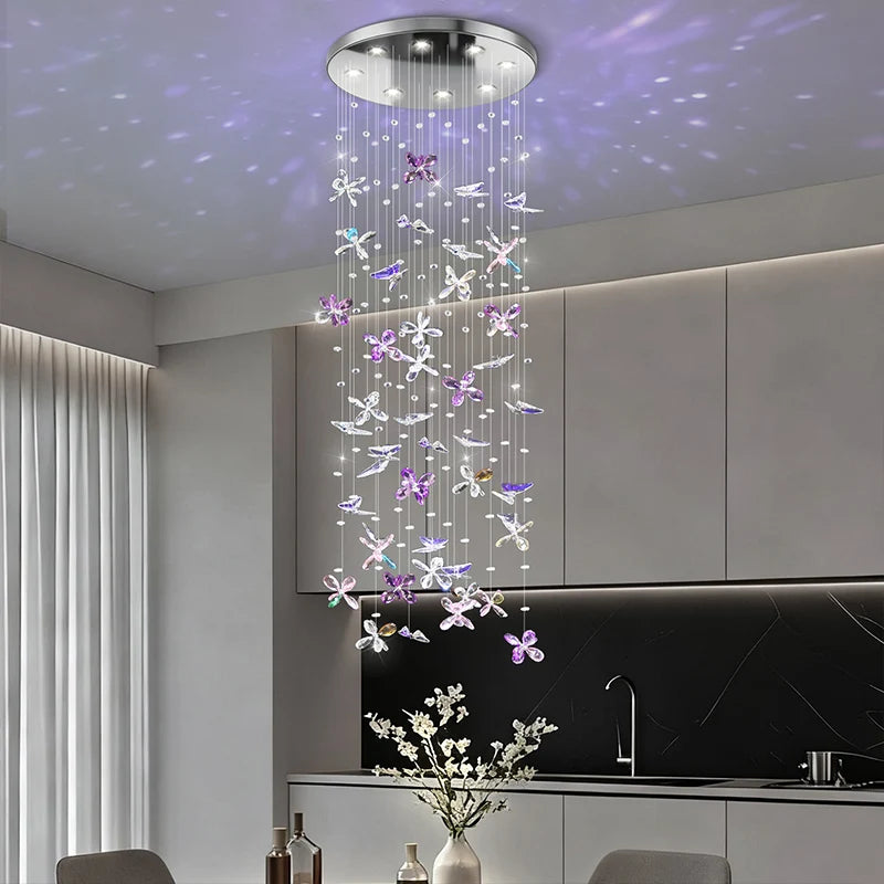 Chandelier Over the Dining Table Kitchen Island Pendant Light Dining Room Butterfly Design Chandelier Crystal Hanging Lamp
