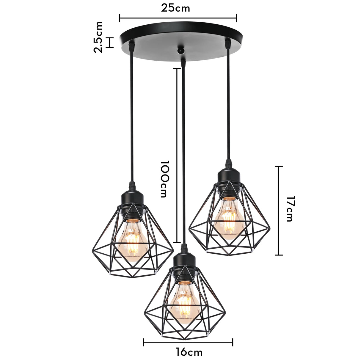 Industrial Pendant Light Led Adjustable Hanging Lamp Shade for Home Kitchen Metal Cage Pendant Lighting for Island Dining Room