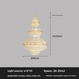 Double-Storey House Living Room Chandelier Hollow And Luxurious Modern And Retro Crystal Lamp-Style Multi-Story Villa Hall Light