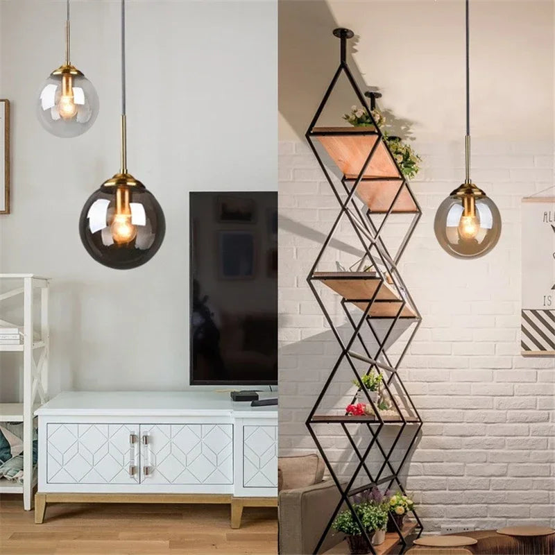 Nordic Modern LED Hanging Lamp Glass Pendant Lights for Kitchen Dining Room Bedroom Nordic Pendant Lamps Home Lighting Fixtures