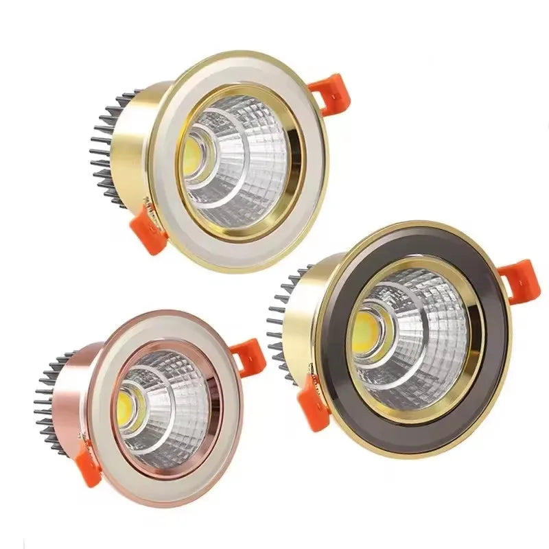 Gold Electroplated Recessed LED Downlights - Ultra-High Quality COB Ceiling Spotlights
