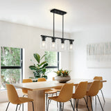 4-Light Kitchen Pendant Lighting Over Island Black Kitchen Island Lighting Height Adjustable Chandeliers for Dining Room