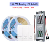 10M 20M COB Running Water Flowing LED Strip 24V Horse Racing Light Dimmable Flexible Linear Lamp RF Wall Panel Remote Control