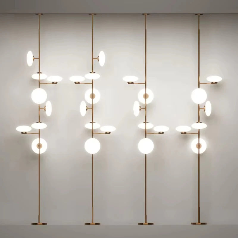 European Creative Minimalist White Glass LED Floor Lamp,Vertical Multi-head Metal Frame Bedside Living Dining Home Decoration