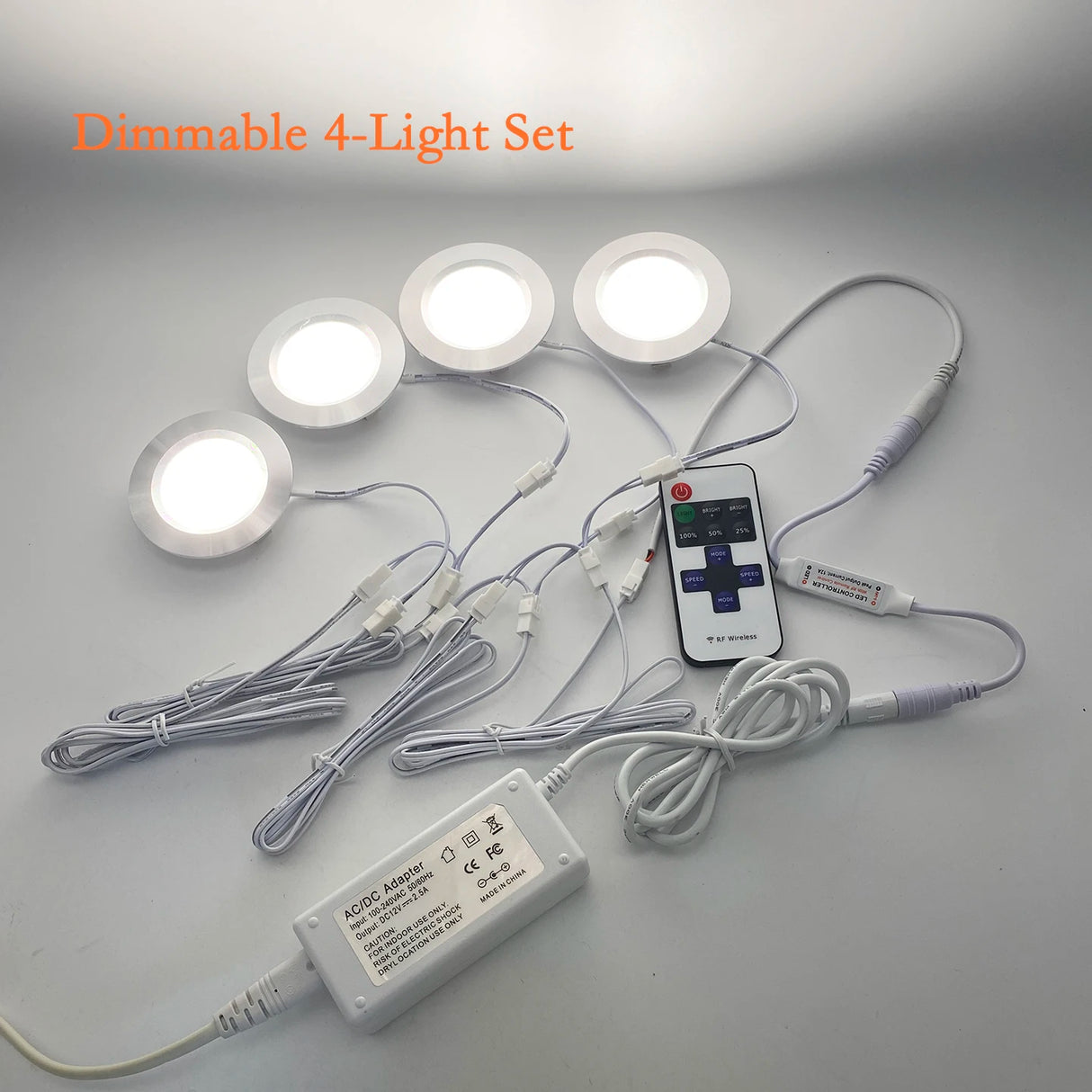 3W Built-in Dimmable Mini LED Kit with Remote Control - Recessed Cabinet & Ceiling Downlights for Living Room, Kitchen & Wardrobe