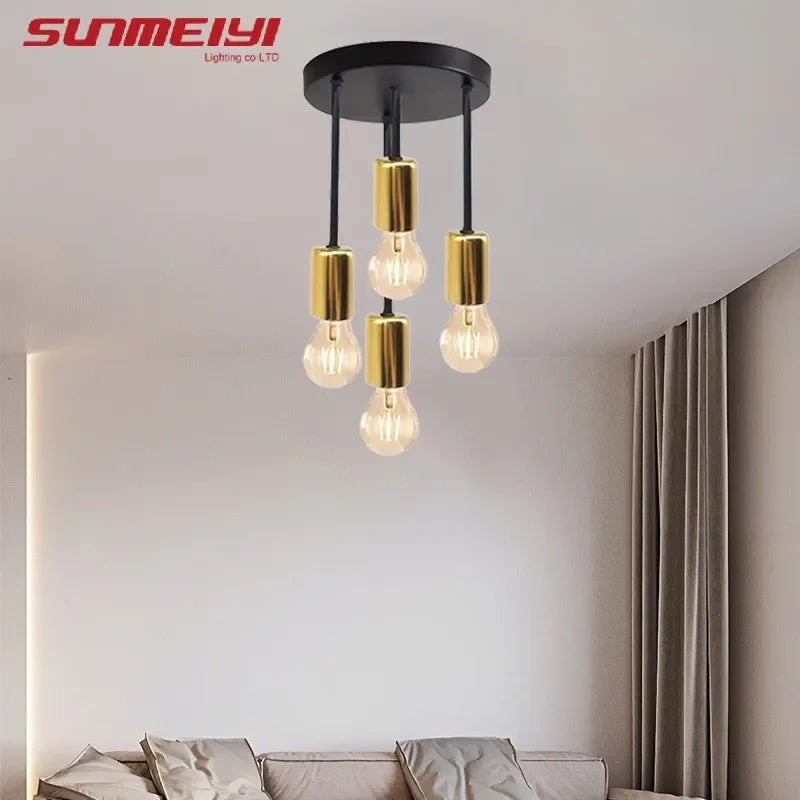E27 Bulb Modern LED Ceiling Light Black - Energy Saving, Living Room, Bedroom, Kitchen, Easy Installation, Bulb