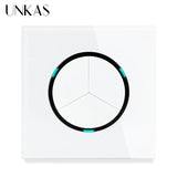 Modern 2-Way Pass Through Light Switch - Gray Glass Panel with LED Indicator